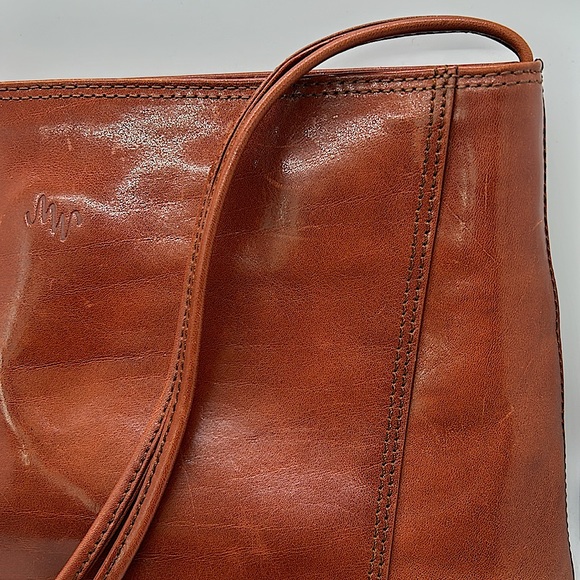Monsac Original Rich Brown Leather Tote Bag Purse 🌺🌺 - Picture 10 of 12